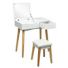 Wooden Vanity Table with Flip-Top Mirror and Cushioned Stool product image