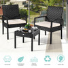 3-Piece Black Rattan Wicker Patio Furniture Set with Cushions product image
