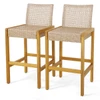 Rattan Patio Wood Barstools Dining Chairs with Backrest (Set of 2) product image