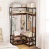Corner Garment Rack with Open Shelves and 7 Hooks & Shoe Bench product image
