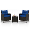 3-Piece Patio Rattan Rocking Chair Set with Tempered Glass Table & Soft Cushions product image