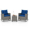 3-Piece Patio Rattan Rocking Chair Set with Tempered Glass Table & Soft Cushions product image