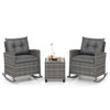 3-Piece Patio Rattan Rocking Chair Set with Tempered Glass Table & Soft Cushions product image