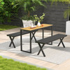 54" Patio Metal Bench with Slatted Seat and X-Shaped Legs product image