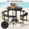 Round Picnic Table Set with 4 Curved Benches and 1.57" Umbrella Hole product image