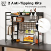 4-Tier Display Shelf with Metal Grid Panel and 6 Hooks product image