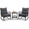3-Piece Rattan Rocking Chair Set with 2-Tier Side Table product image