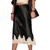 Women's Floral Lace Hem Satin Midi Skirt product image