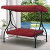 3-Seat Outdoor Porch Swing with Adjustable Backrest and Canopy product image