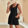 Women's Textured Knotted Strap Short Overalls product image