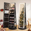 360° Swivel Jewelry Cabinet with LED Lights and Full-Length Mirror product image
