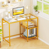 42" Computer Desk with 2 Open Shelves and Tempered Glasss product image