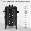 3-in-1 Vertical Charcoal Smoker Portable BBQ Grill product image