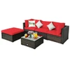 Rattan 5-Piece Outdoor Sofa Set with Glass Top Table product image