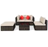 Rattan 5-Piece Outdoor Sofa Set with Glass Top Table product image