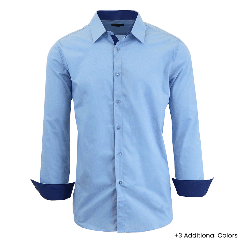 Men's Solid Color Slim-Fit Long-Sleeved 