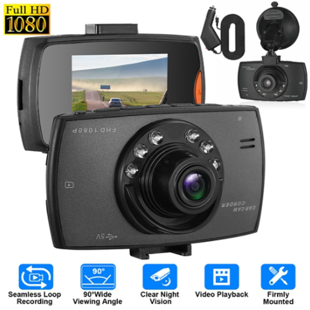 iMounTEK FHD 1080p Car DVR Dash Camera 4 3 Lens Vehicle Driving Recorder