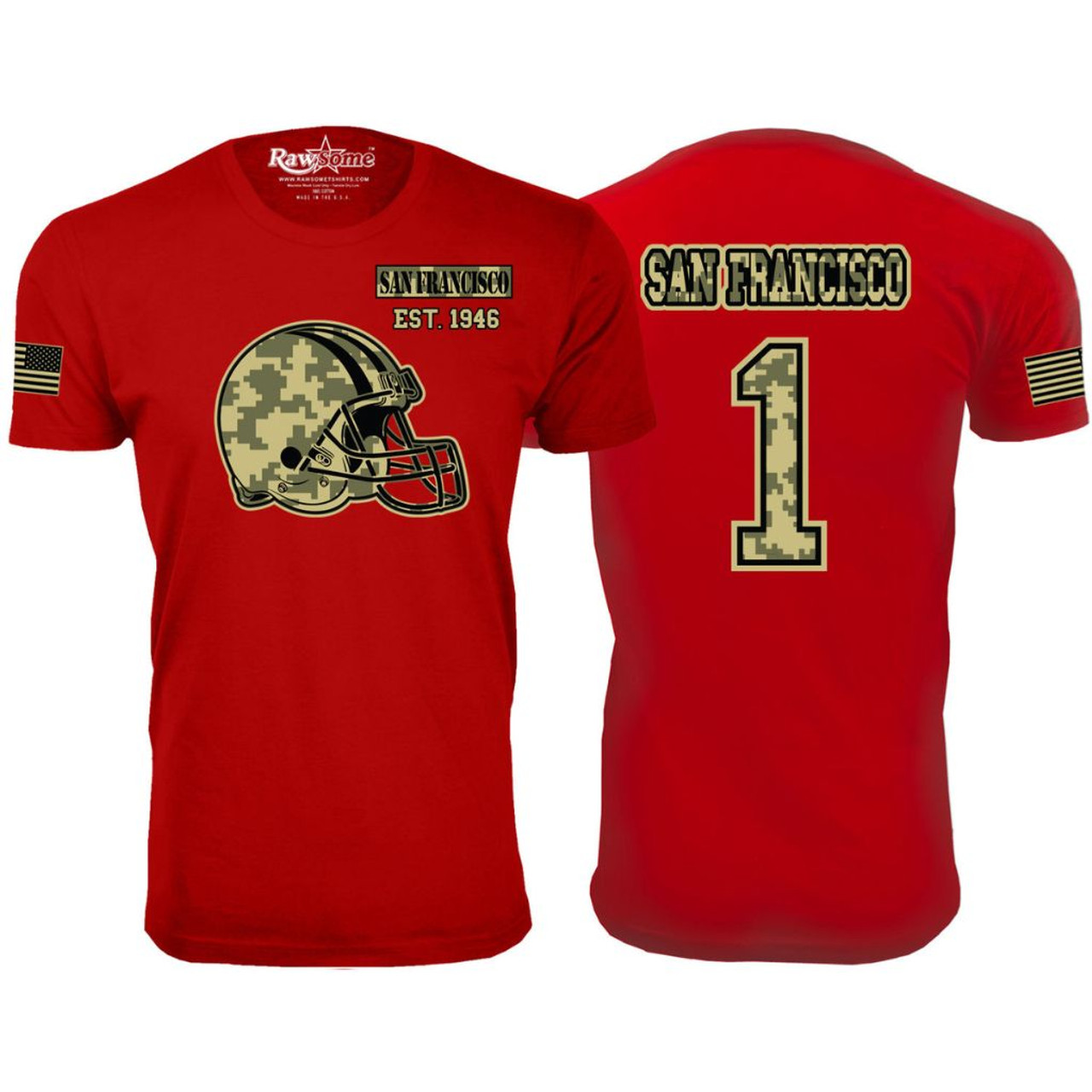 Men Ultimate Camo Football Color T-Shirt in Green | Medium