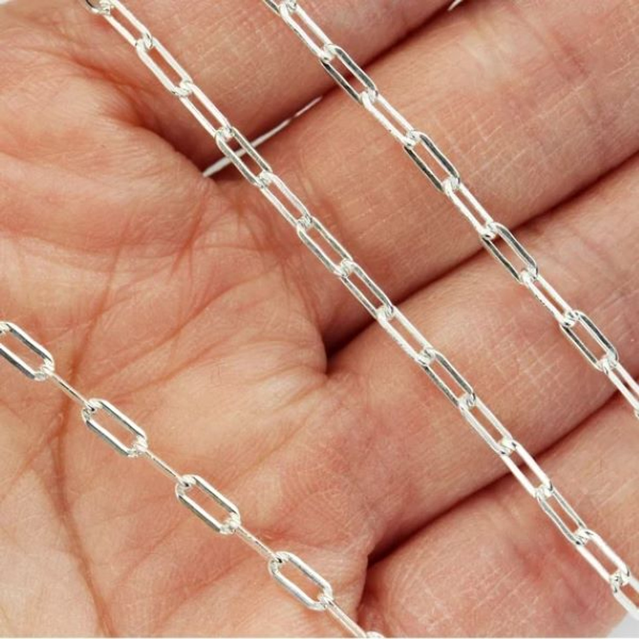 long box rectangle sterling silver chain