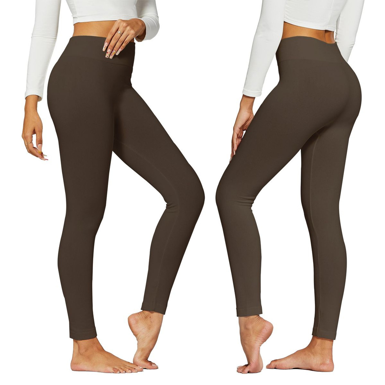 Ladies High Waist Fleece Leggings Regular & Plus