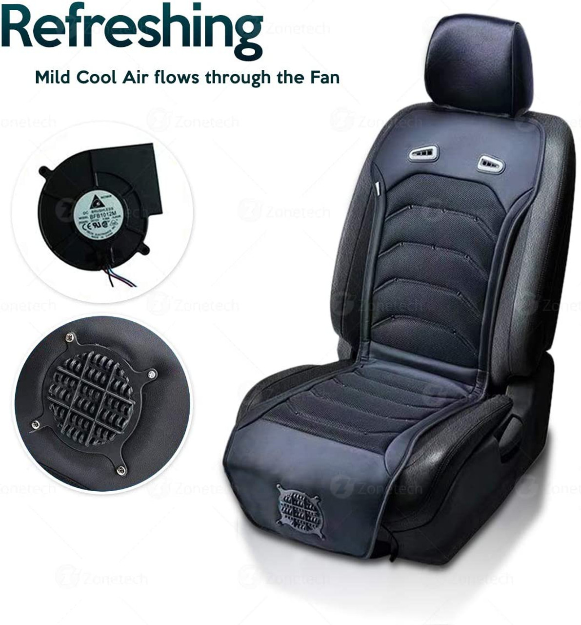 Zone Tech Black Wooden Beaded Comfort Seat Cover - 2 Pack Car