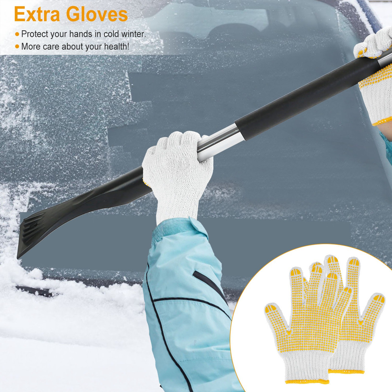 42-Inch Extendable Snow Ice Car Scraper with Squeegee by iMounTEK® 