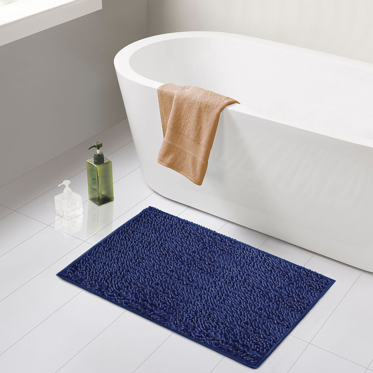 Slip-Resistant Shag Anna Chenille Soft Absorbent Bath Mat Bathroom