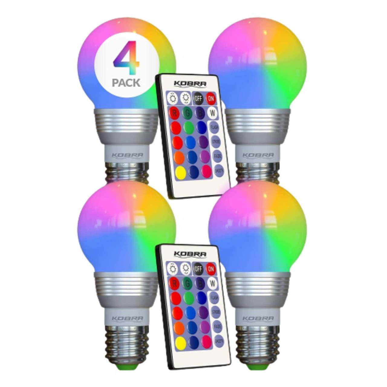 At søge tilflugt vand Loaded Kobra™ Color-Changing LED Light Bulbs with Remote Control (4-Pack) -  UntilGone.com