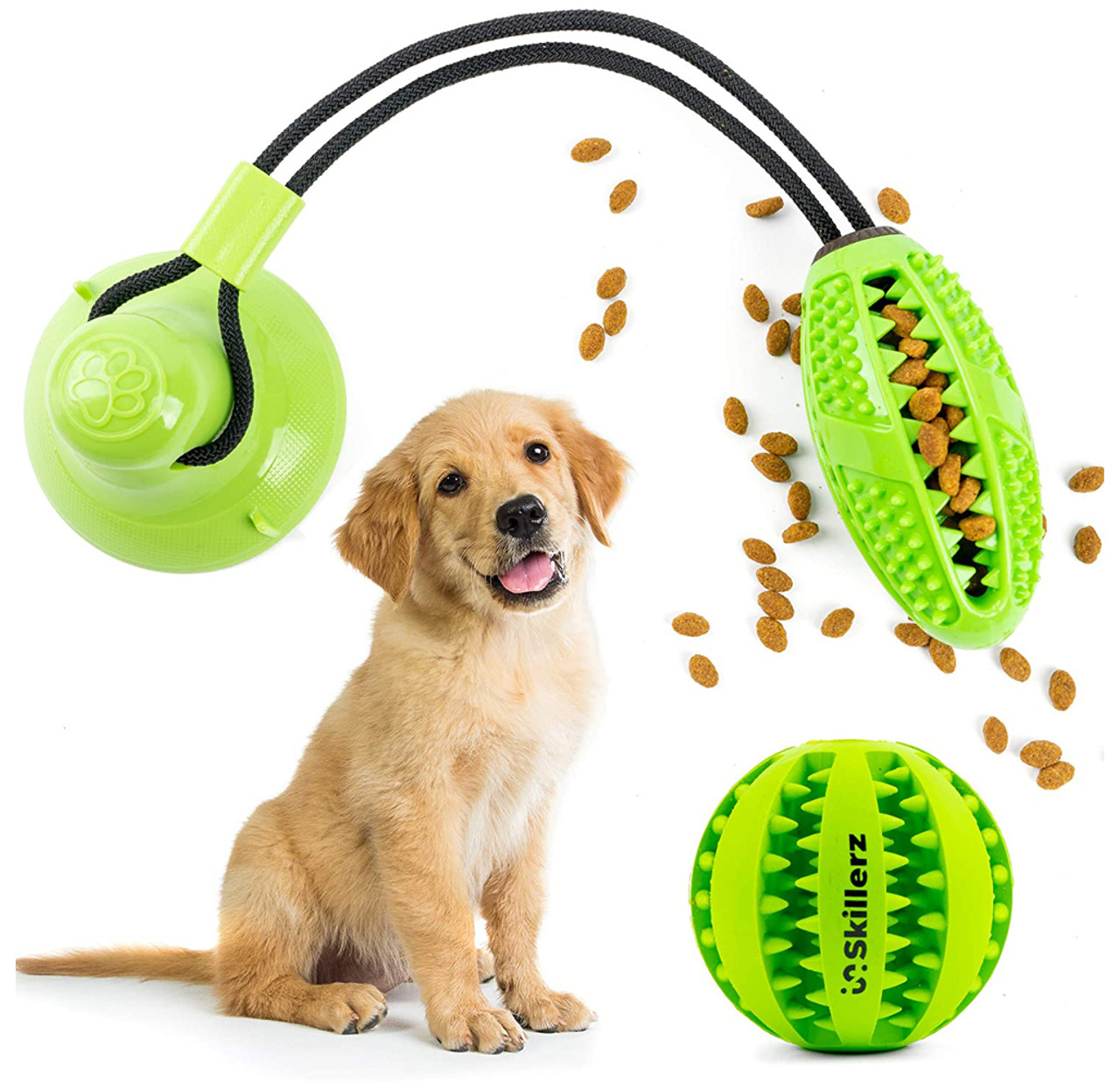 Suction Cup Dog Food Dispensing Toy Chew Ball 