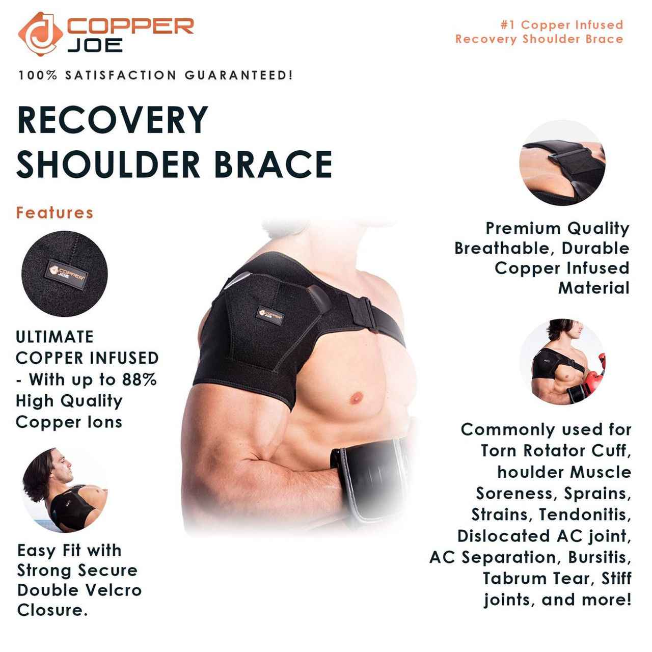 Copper Joe® Copper-Infused Adjustable Shoulder Brace 