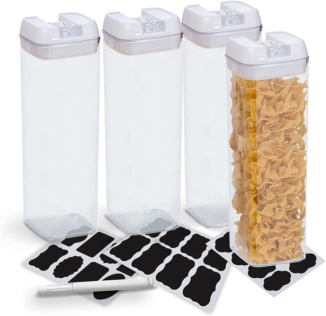 Cheer Collection Airtight Food Storage Containers, Set of 7 (Black)