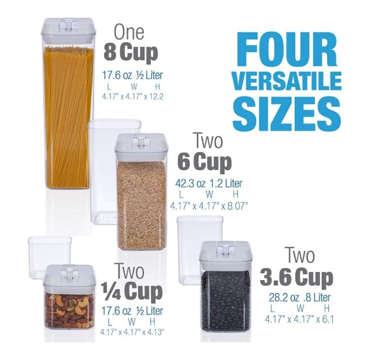 Airtight Food Storage Container Set-Cineyo-7 Piece Set Clear Plastic  Canisters f