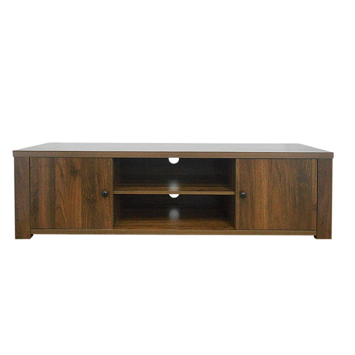 Brown Wood TV Stand with Shelves &