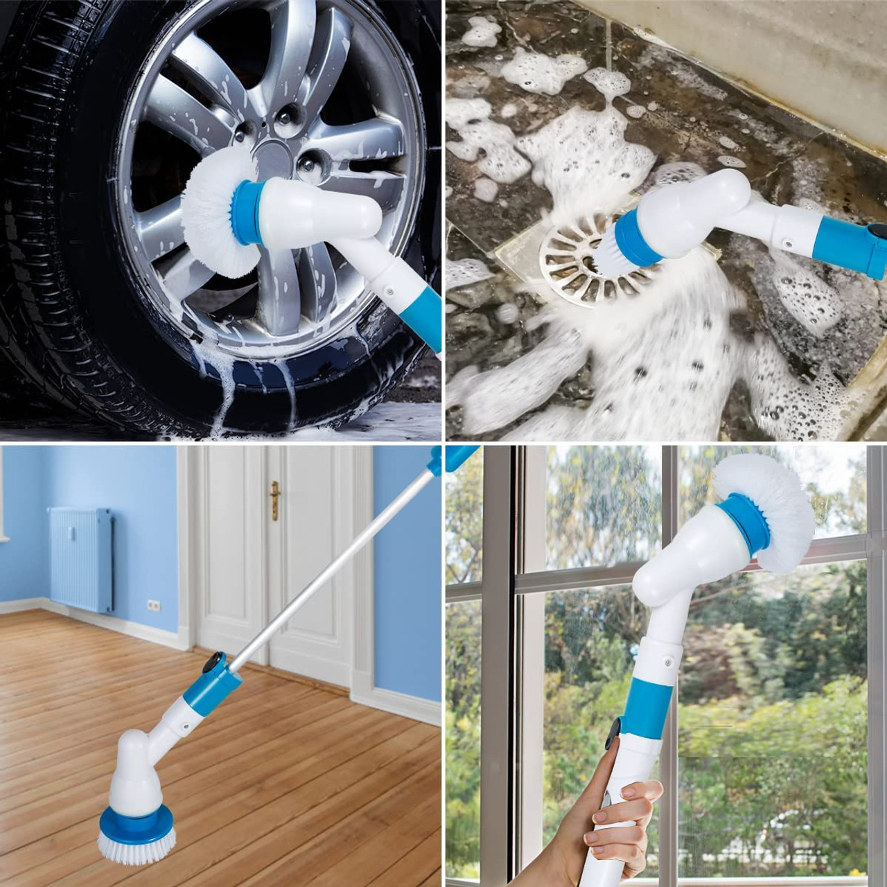 Electric Cleaning Scrubber With 3 Replaceable Brush Heads