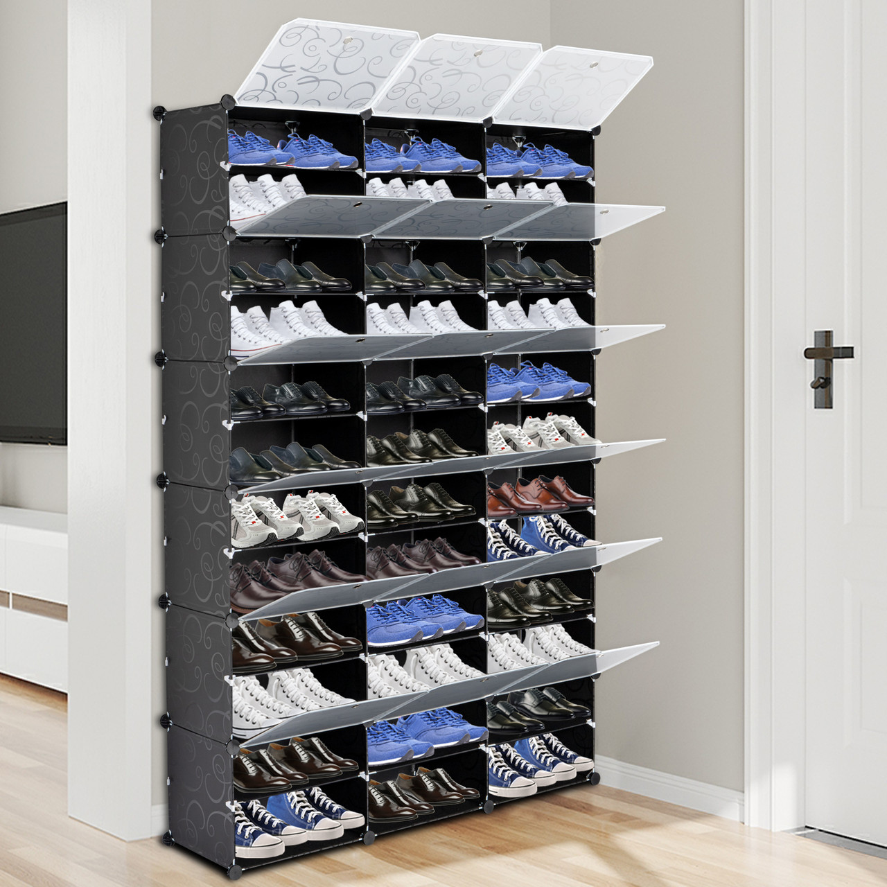 66-Pair Space-Saving Plastic Shoe Storage Container 