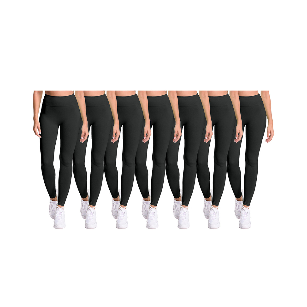 Women's Cozy Athletic Warm Fleece-Lined Seamless Leggings (4-Pack) 