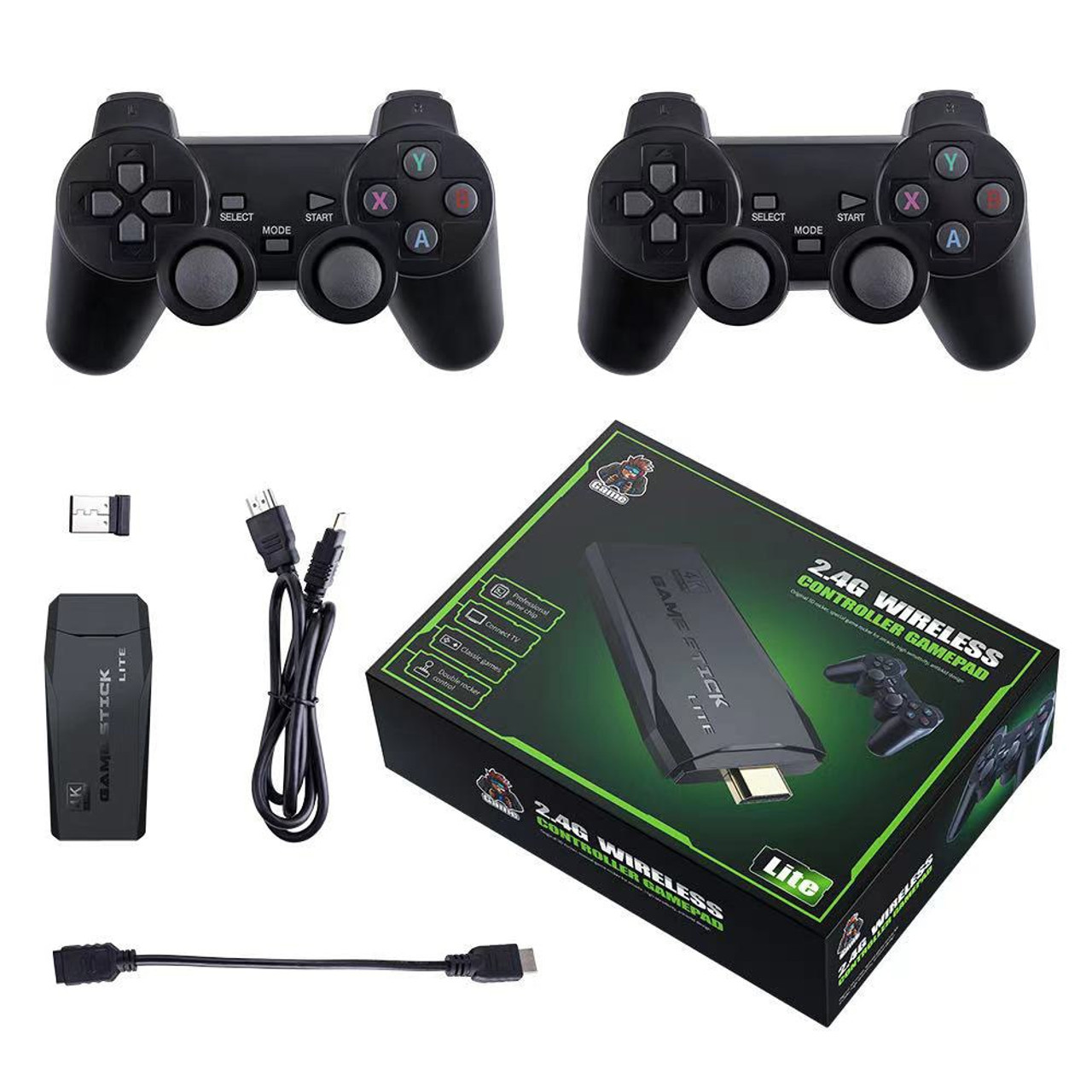 Game Stick Retro 4k - 128GB e 41mil jogos v4.5 Custom com 2 Controles