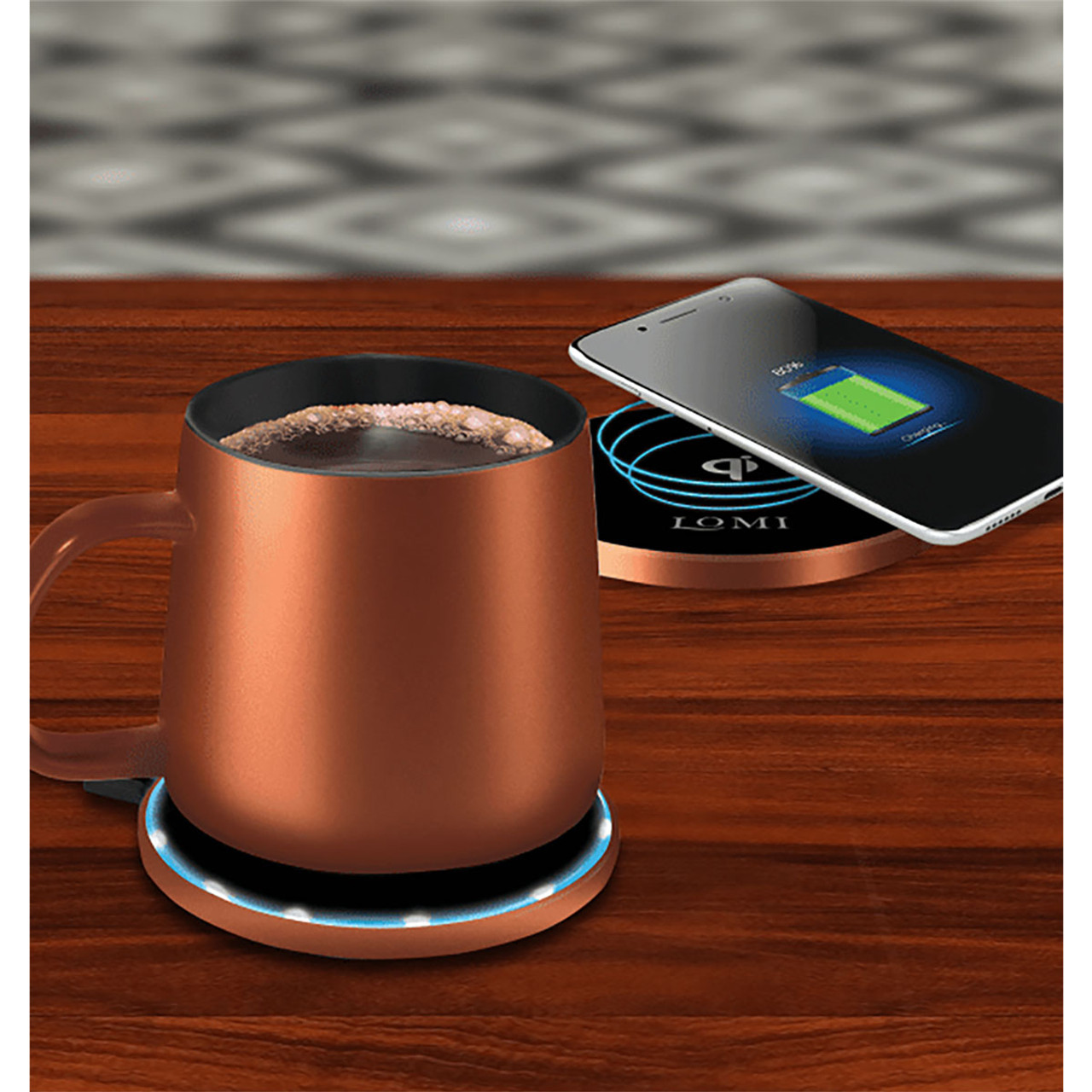 Lomi 2-In-1 Smart Mug Warmer & QI Wireless Charger - Color: Black -  #LOMD3002BK
