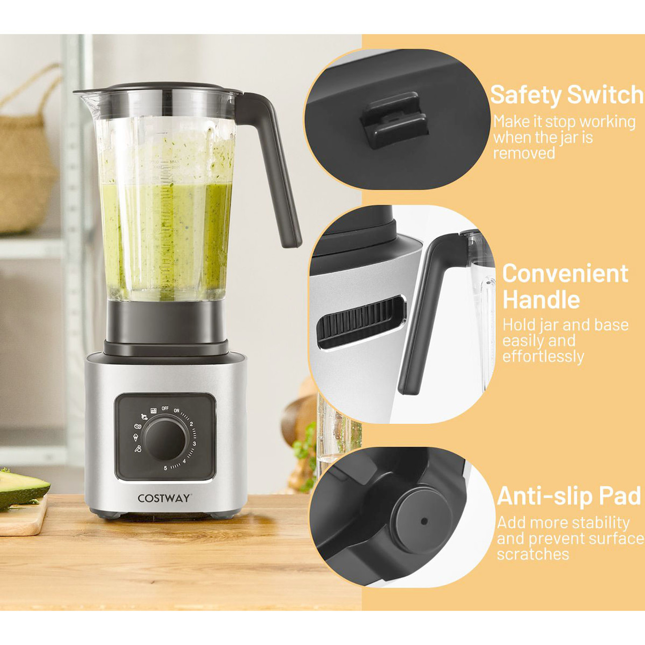 1500W Smoothie Maker High Power Blender with 10 Speeds