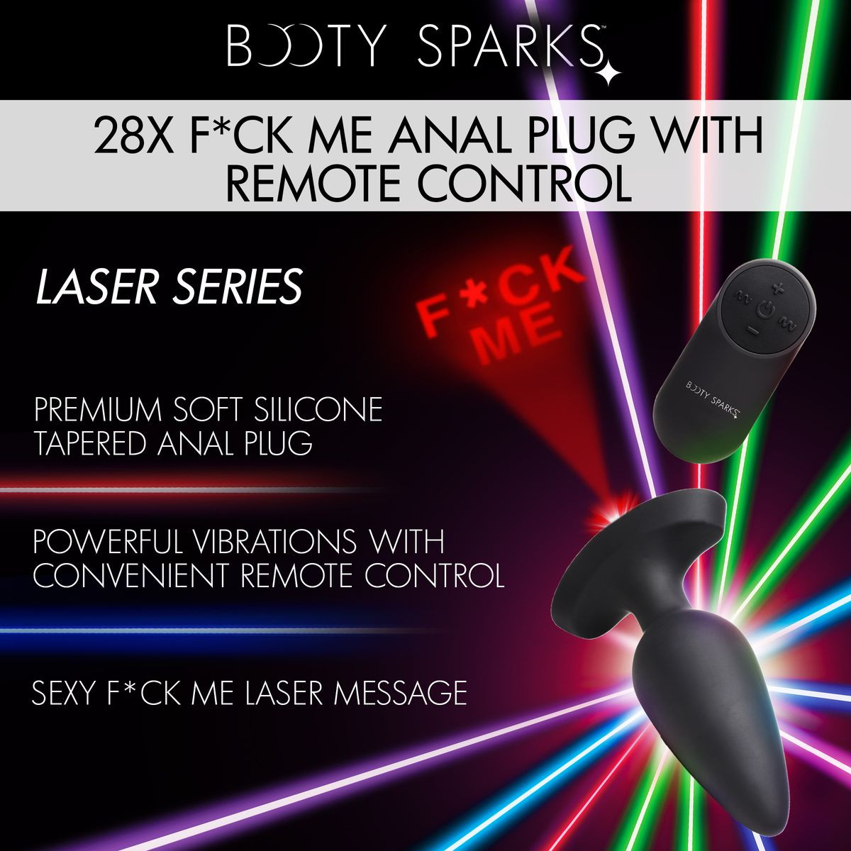 Booty Sparks Laser Series 28X Large Vibrating Anal Plug with Remote -  UntilGone.com