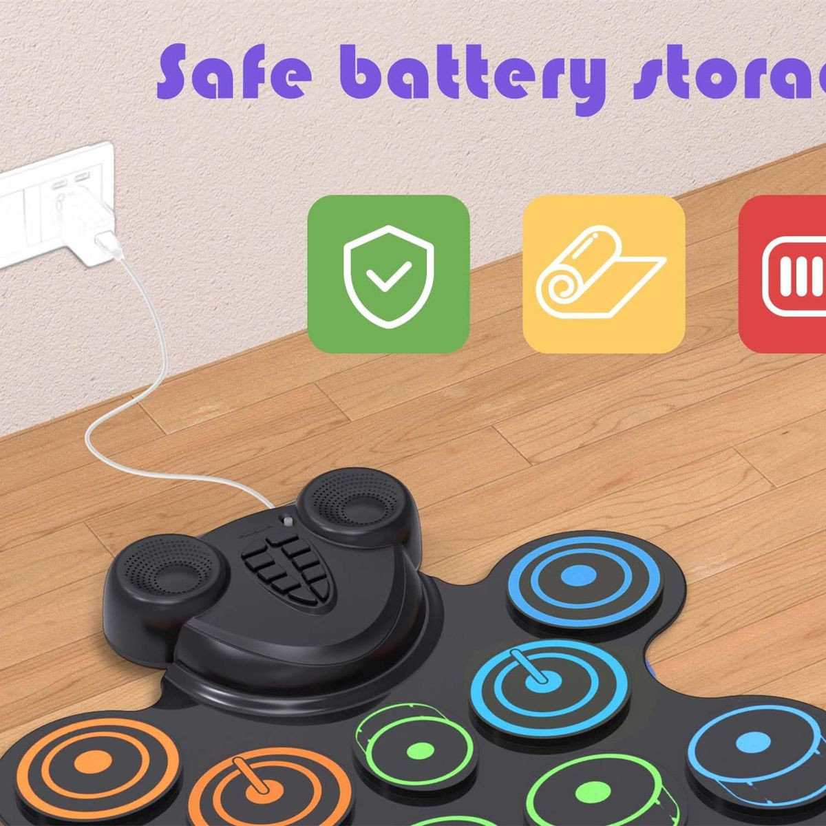 10 Pads Electronic Drum Sets, Drum Practice Pad with Headphone Jack