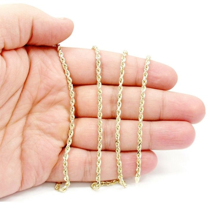 14K Solid Yellow Gold 1.8mm Rope Chain 