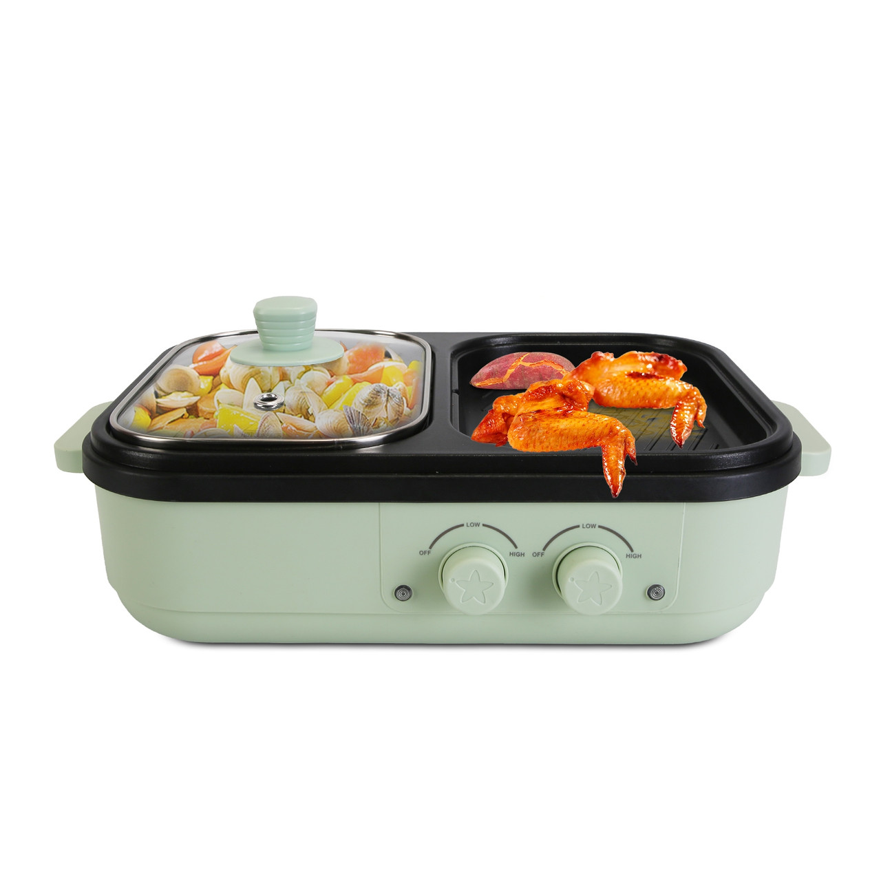 Electric Hot Pot 二つの調理エリア 2-in-1 Electric Hot Pot and Grill - UntilGone.com