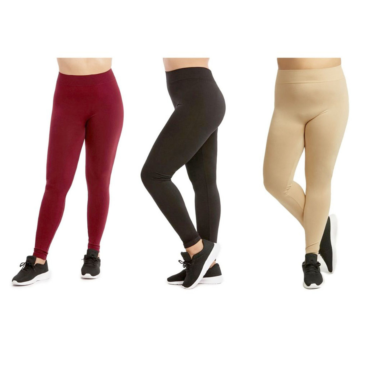 Plus Size Women's Casual Ultra-Soft Workout Leggings (3-Pack