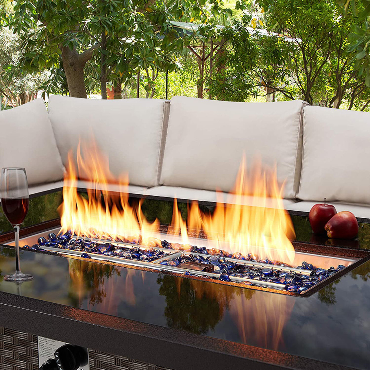 glass top gas fire pit