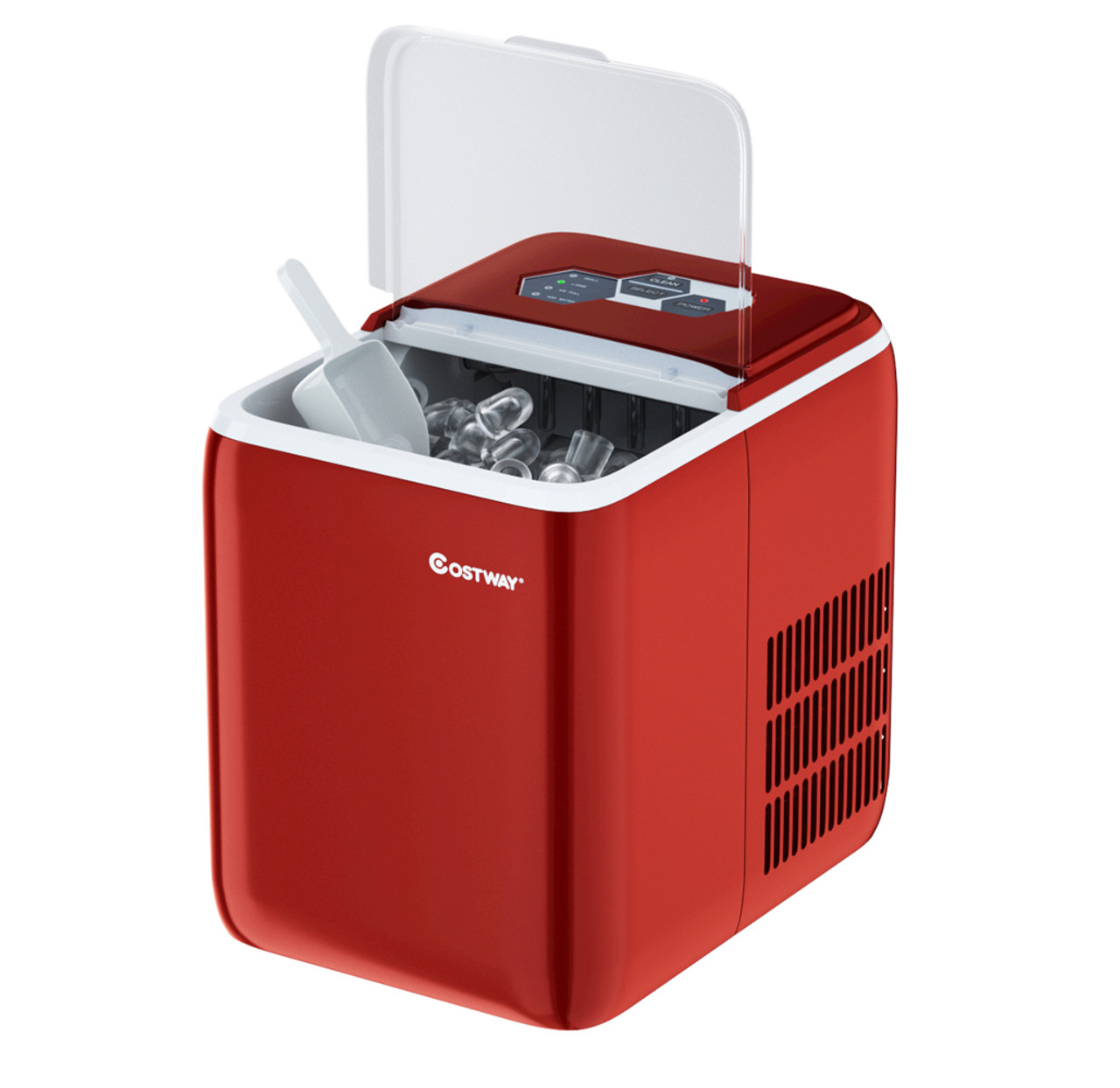 44 lbs Portable Countertop Ice Maker Machine with Scoop-Red