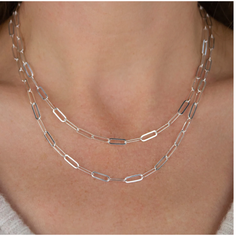 925 Sterling Silver 4mm Paperclip Chain with Lobster Clasp product