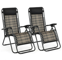 Zero Gravity Rattan Folding Lounge Chairs (Set of 2) product