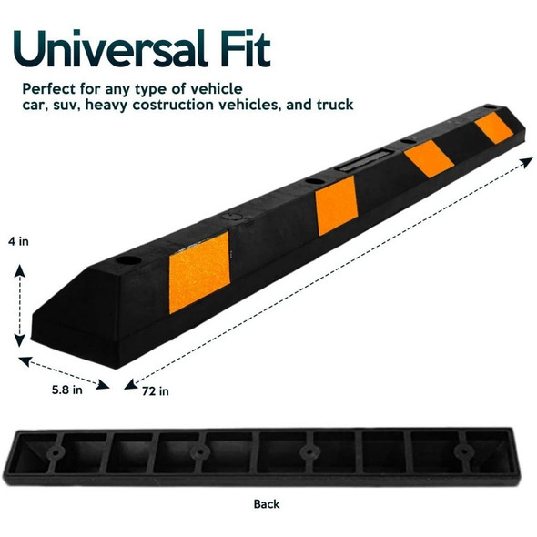 Zone Tech® Large Heavy Duty 72-Inch Long Rubber Parking Curb product image