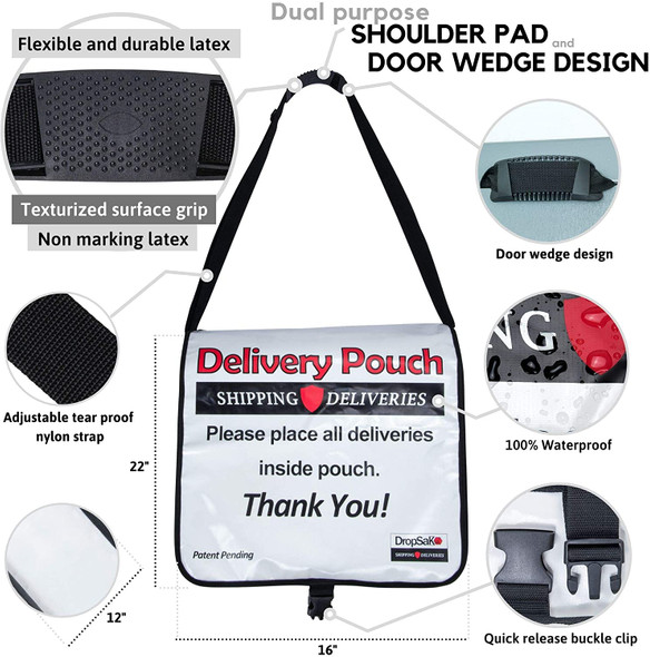 Waterproof Package Delivery Pouch with Shoulder Pad or Over-the-Door Design product image